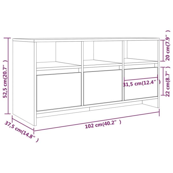 Glassboro TV Cabinet 102×37.5×52.5 cm Engineered Wood – Concrete Grey