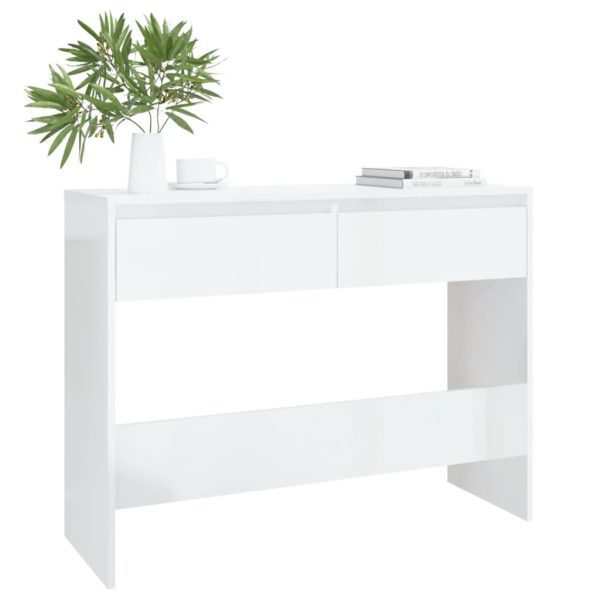 Console Table 100x35x76.5 cm Engineered Wood – High Gloss White