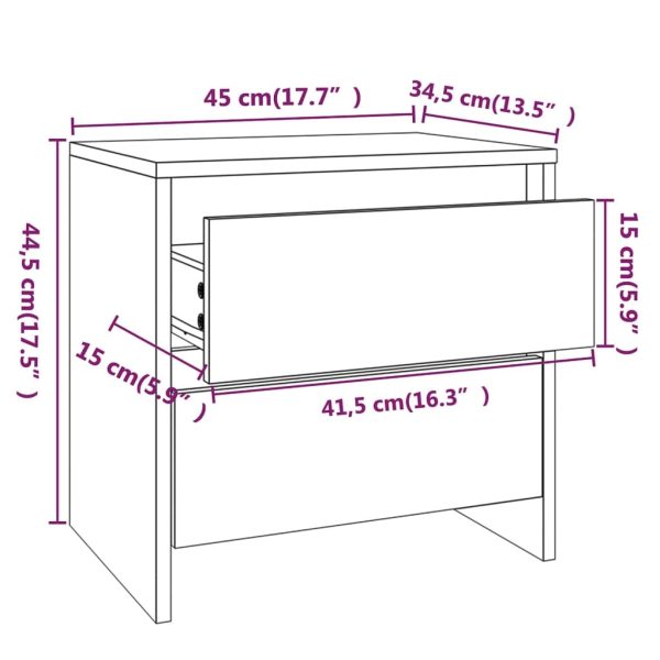 Alma Bedside Cabinet 45×34.5×44.5 cm Engineered Wood – White, 2