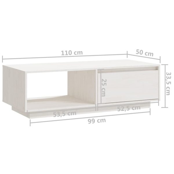 Coffee Table 110x50x33.5 cm Solid Pinewood – White