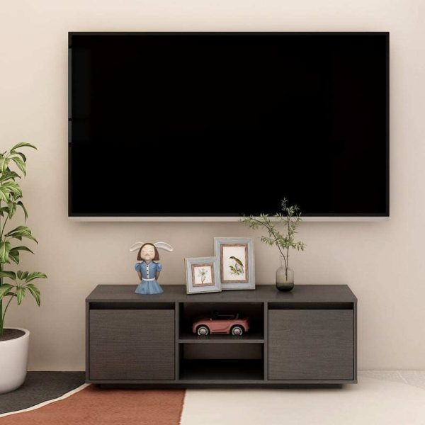 Hermantown TV Cabinet 110x30x40 cm Solid Pinewood – Grey