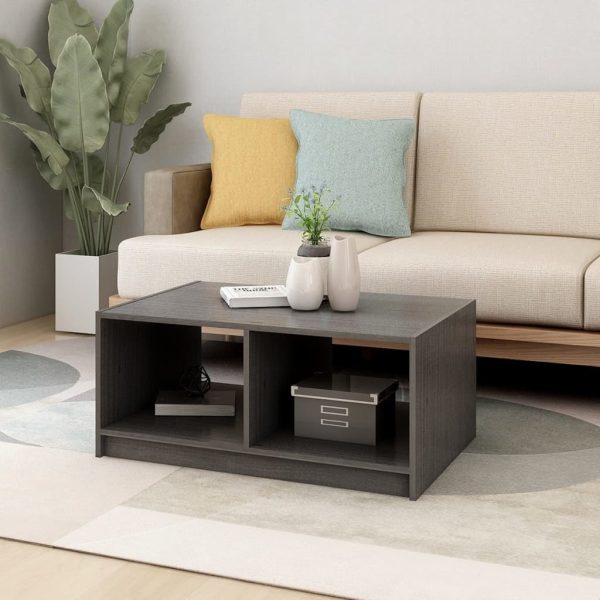 Coffee Table 75x50x33.5 cm Solid Pinewood – Grey