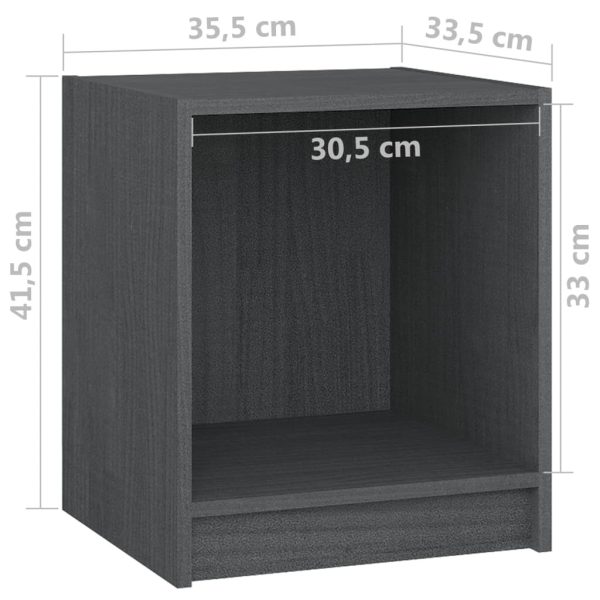 Hoover Bedside Cabinet 35.5×33.5×41.5 cm Solid Pinewood – Grey, 1