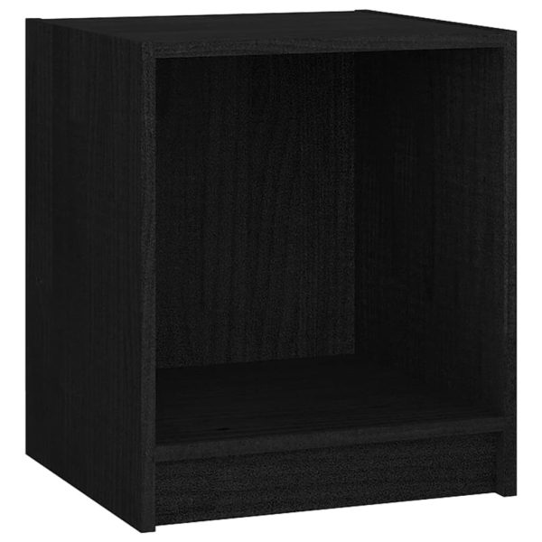 Hoover Bedside Cabinet 35.5×33.5×41.5 cm Solid Pinewood – Black, 1