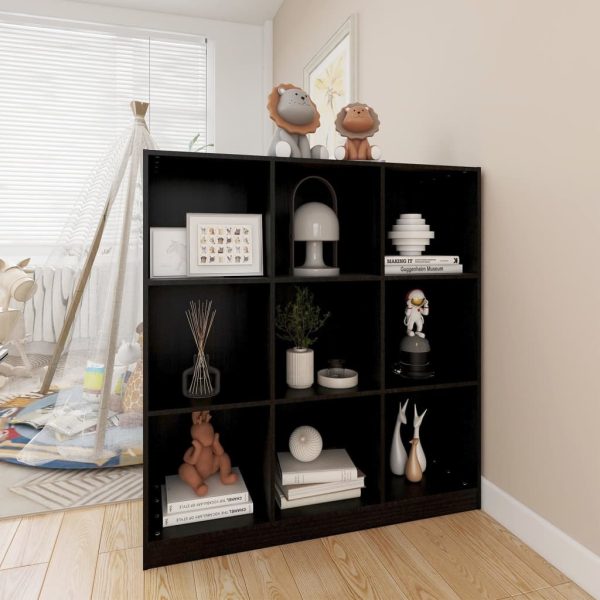 Book Cabinet/Room Divider 104×33.5×110 cm Solid Pinewood – Black
