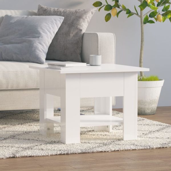 Coffee Table 55x55x42 cm Engineered Wood – High Gloss White