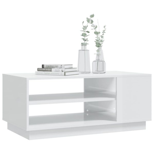 Coffee Table 102x55x43 cm Engineered Wood – High Gloss White