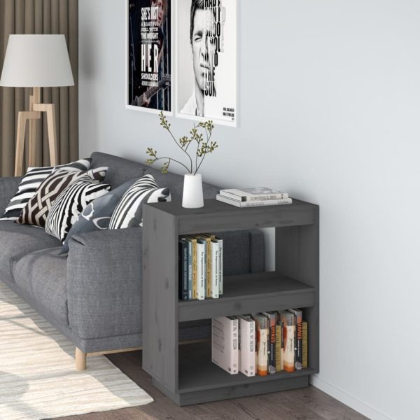 Book Cabinet Solid Pinewood – 60x35x71 cm, Grey