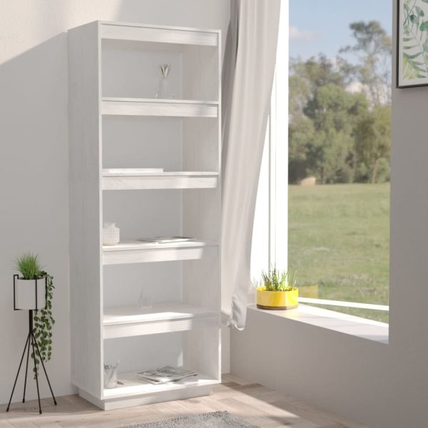 Book Cabinet Solid Pinewood – 60x35x167 cm, White