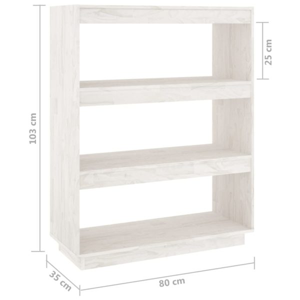 Book Cabinet Solid Pinewood – 80x35x103 cm, White