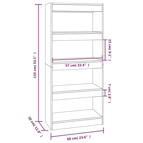 Dyer Book Cabinet/Room Divider 60x30x135 cm Engineered Wood – White