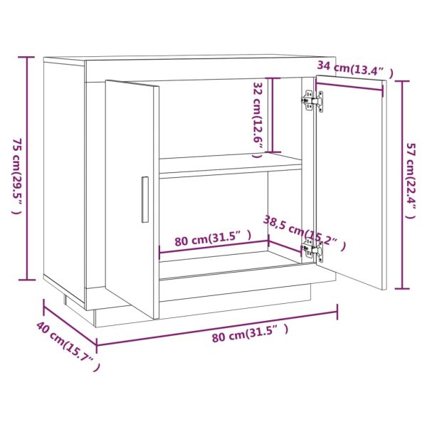 Sideboard 80x40x75 cm Engineered Wood – White