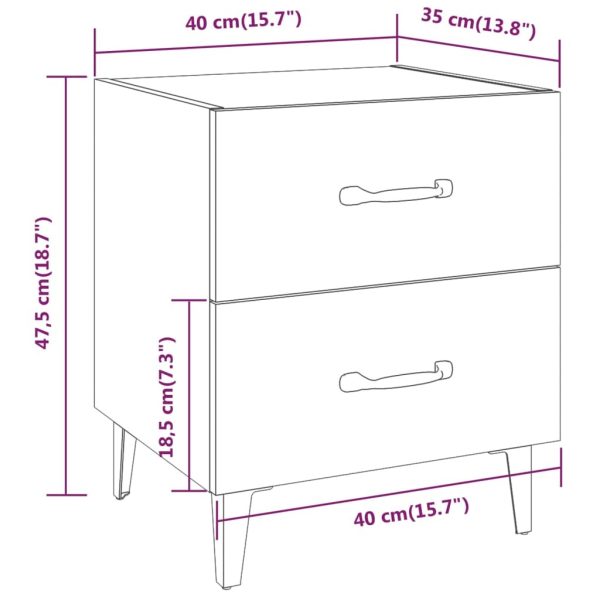 Broadlands Bedside Cabinet 40x35x47.5 cm – White, 2