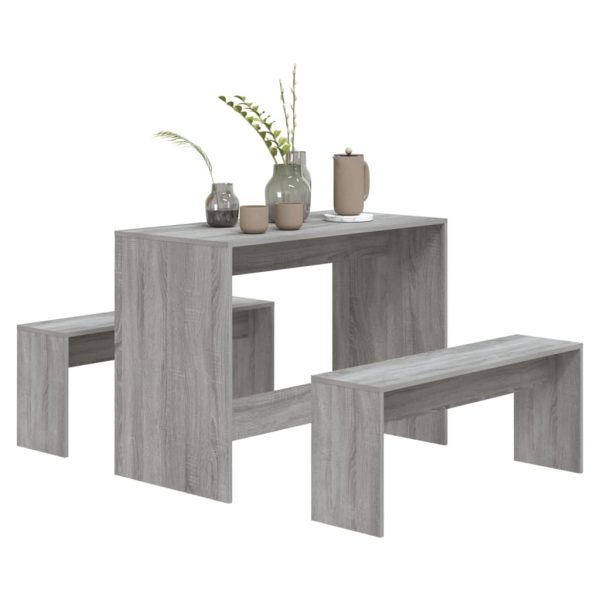 3 Piece Dining Set Engineered Wood – Grey Sonoma