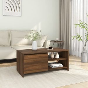 Coffee Table 102x50x45 cm Engineered Wood – Brown Oak
