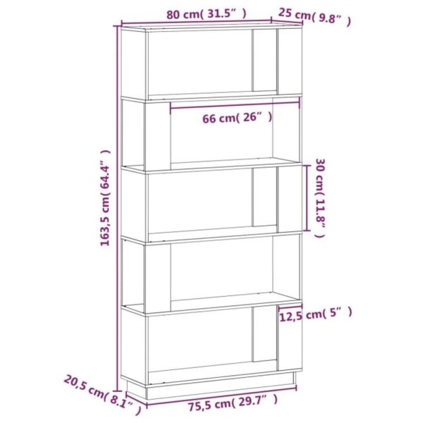 Dayton Book Cabinet/Room Divider 80x25x163.5 cm Solid Wood Pine – Brown