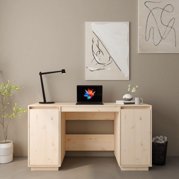 Desk 140x50x75 cm Solid Wood Pine – Brown