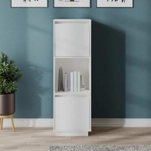 Highboard 38x35x117 cm Solid Wood Pine – White