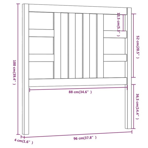 Bed Headboard Solid Wood Pine – 96x4x100 cm, Brown