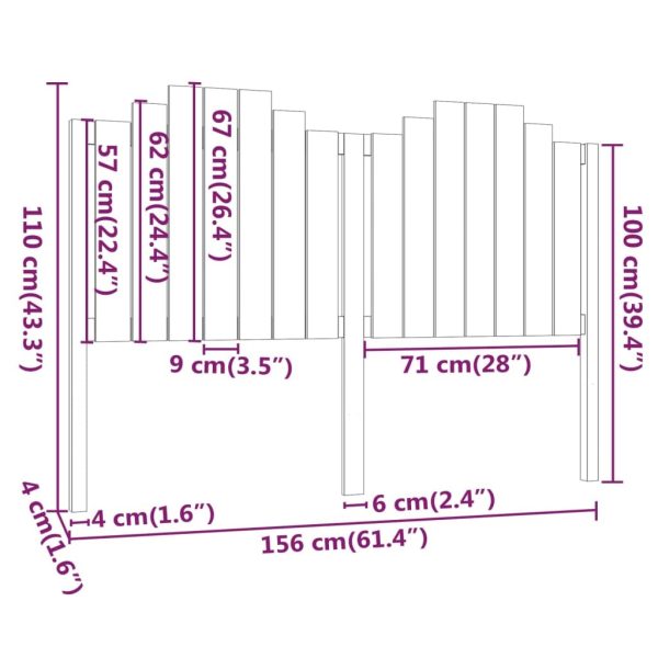 Bed Headboard Solid Wood Pine – 156x4x110 cm, White