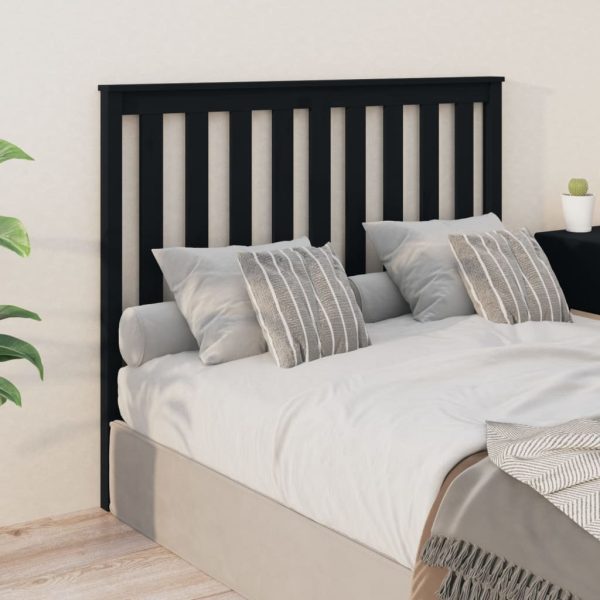 Bed Headboard Solid Wood Pine – 141x6x101 cm, Black