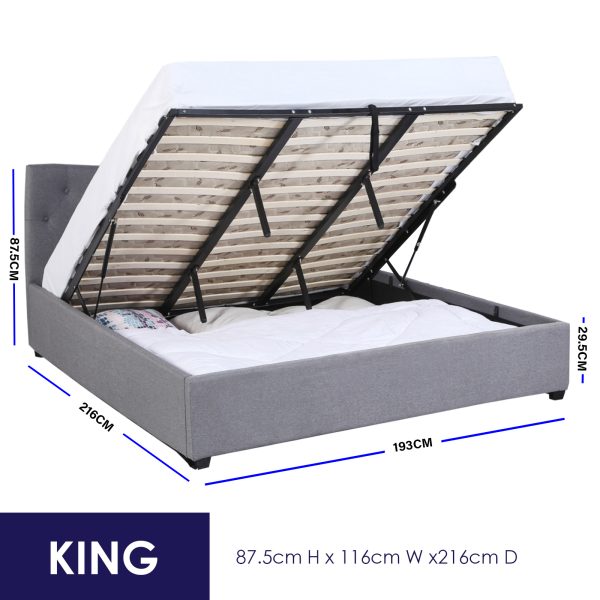 Aldershot Luxury Gas Lift Bed With Headboard (Model 3) – KING, Grey