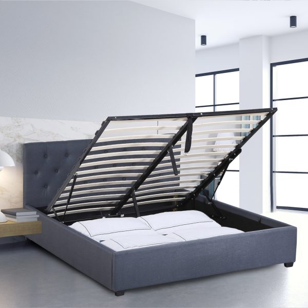 Aldershot Luxury Gas Lift Bed With Headboard (Model 3) – KING SINGLE, Charcoal