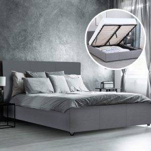 Jupiter Luxury Gas Lift Bed with Headboard (Model 1) – QUEEN, Grey