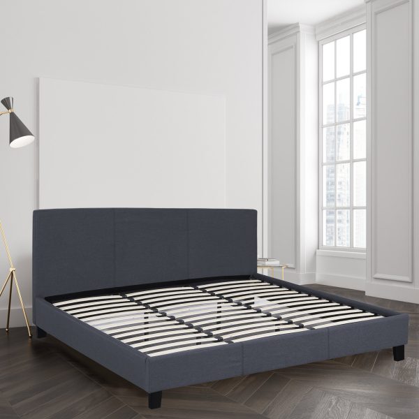 Dublin Luxury Bed with Headboard (Model 2) – QUEEN, Charcoal