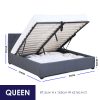 Aldershot Luxury Gas Lift Bed With Headboard (Model 3) – QUEEN, Charcoal