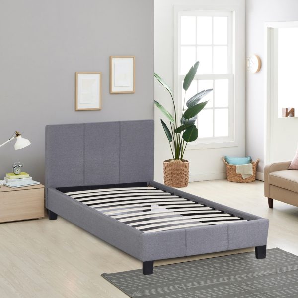 Dublin Luxury Bed with Headboard (Model 2) – SINGLE, Grey