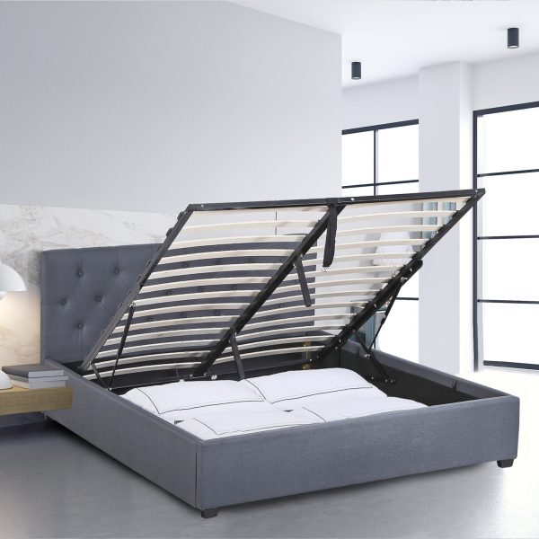 Aldershot Luxury Gas Lift Bed With Headboard (Model 3) – SINGLE, Grey