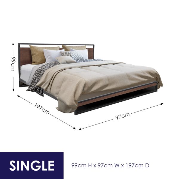 Arkansas Bed Frame with Headboard – Black – Single – SINGLE
