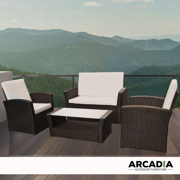 Arcadia Furniture 4 Piece Sofa Set – Oatmeal and Grey