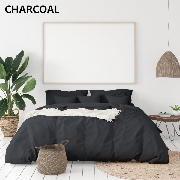 Royal Comfort – Balmain 1000TC Bamboo cotton Quilt Cover Sets – QUEEN, Charcoal