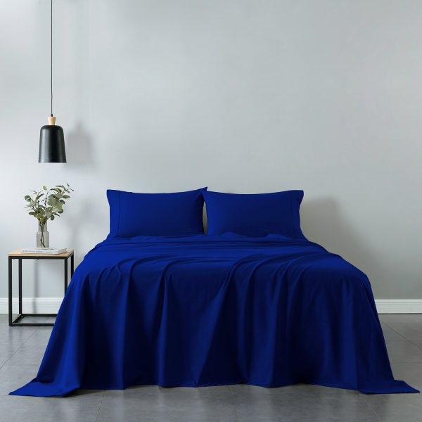 Royal Comfort Vintage Washed 100 % Cotton Sheet Set – DOUBLE, Royal Blue
