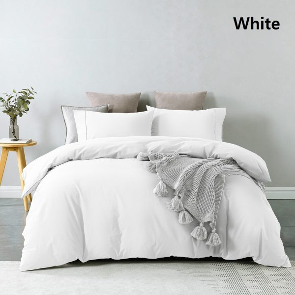 Royal Comfort Vintage Washed 100 % Cotton Quilt Cover Set – DOUBLE, White