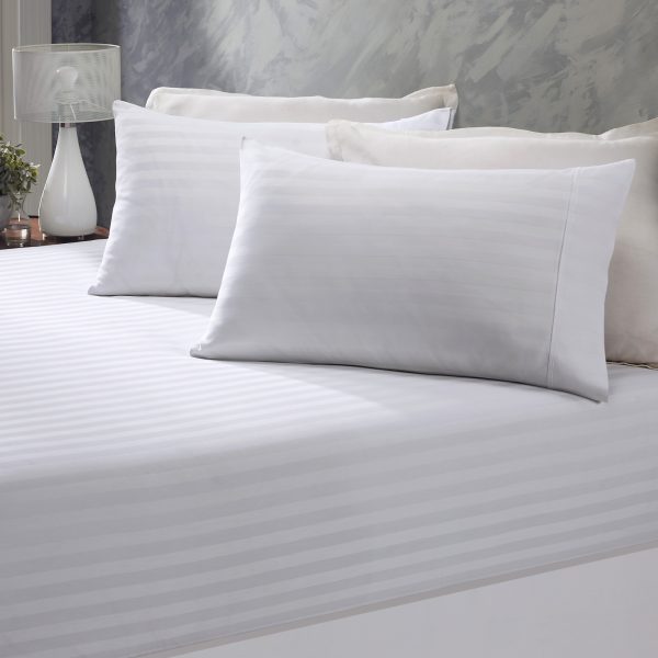 Royal Comfort Damask Stripe Cotton Blend 3-Piece Sheet Set – DOUBLE, White