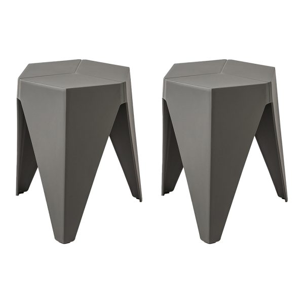Set of 2 Puzzle Stool Plastic Stacking Bar Stools Dining Chairs Kitchen