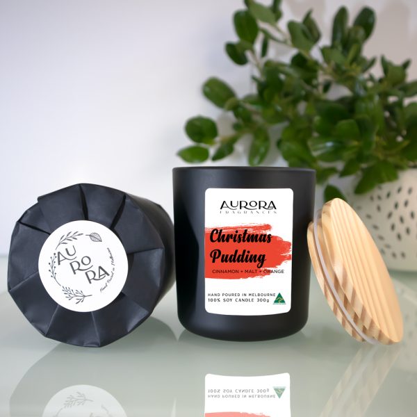 Aurora Soy Candle Australian Made 300g – Christmas Pudding