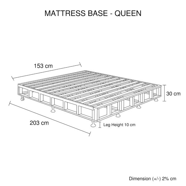 Mattress Base Ensemble Solid Wooden Slat with Removable Cover – QUEEN, Beige