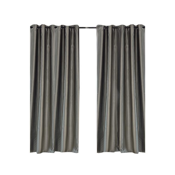 2X Blockout Curtains Blackout Curtain Bedroom Window Eyelet – 140 x 230 cm, Grey