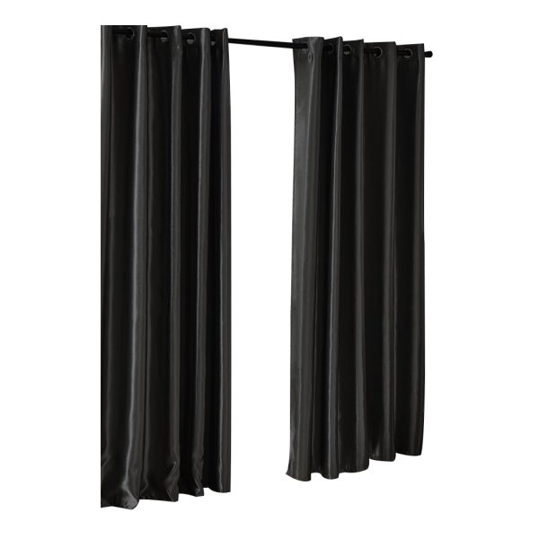 2X Blockout Curtains Blackout Curtain Bedroom Window Eyelet – 140 x 244 cm, Black