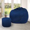 Bean Bag Chair Cover Home Game Seat Lazy Sofa Cover Large With Foot Stool – Black