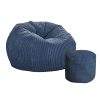 Bean Bag Chair Cover Home Game Seat Lazy Sofa Cover Large With Foot Stool – Blue