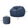 Bean Bag Chair Cover Home Game Seat Lazy Sofa Cover Large With Foot Stool – Blue