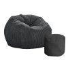 Bean Bag Chair Cover Home Game Seat Lazy Sofa Cover Large With Foot Stool – Dark Grey