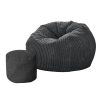 Bean Bag Chair Cover Home Game Seat Lazy Sofa Cover Large With Foot Stool – Dark Grey