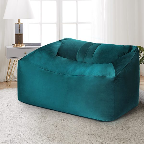 Bean Bag Chair Cover Soft Velevt Home Game Seat Lazy Sofa 145cm Length – Green