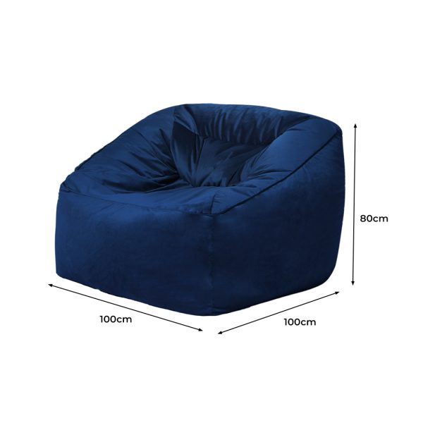 Bean Bag Chair Cover Soft Velevt Home Game Seat Lazy Sofa Cover Large – Blue